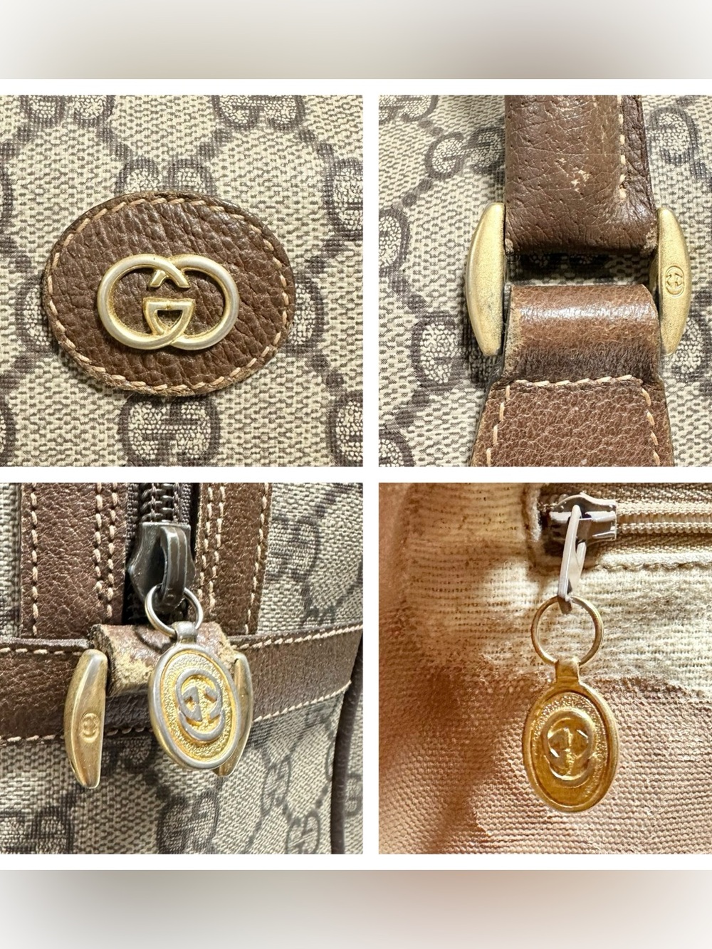 Gucci GG Supreme Web Canvas & Leather Sherry Stripe Boston Two Way Bag - Picture 9 of 16